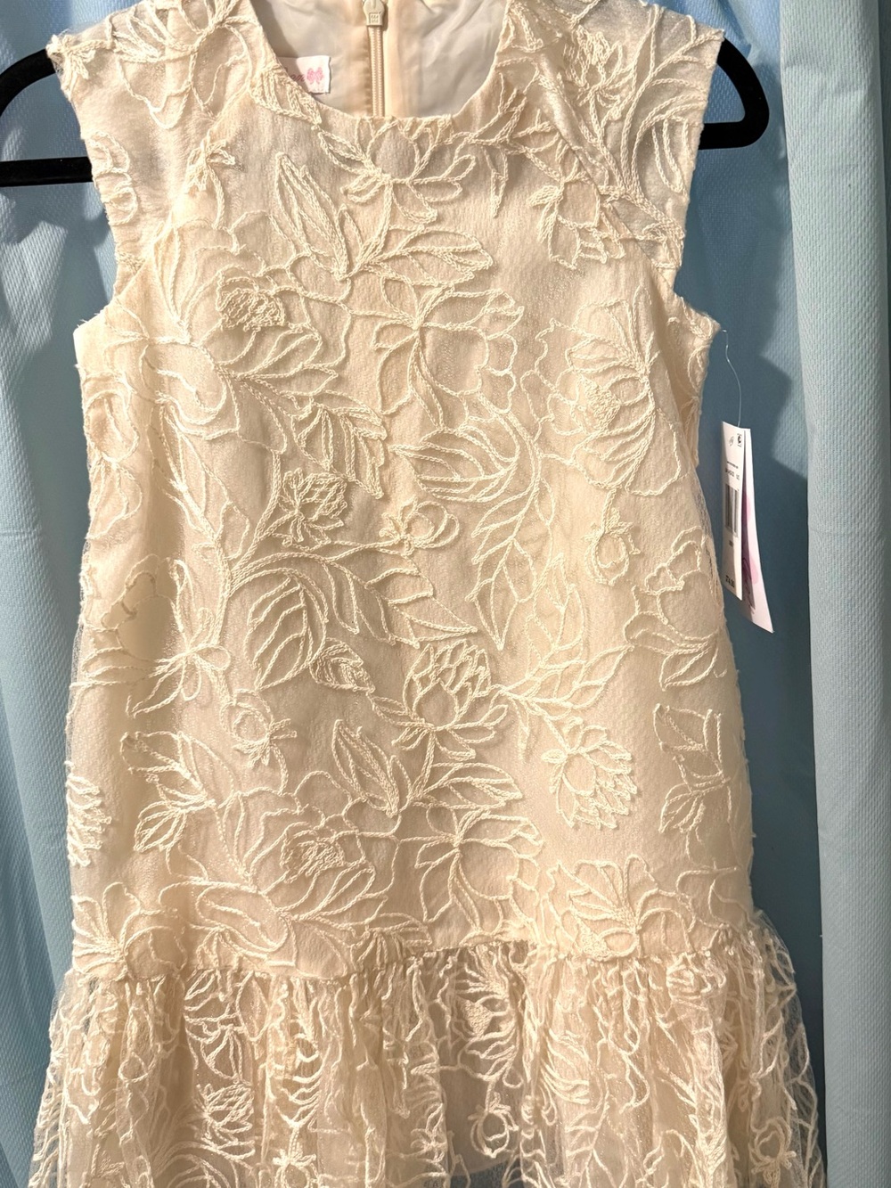 Girls Bonnie Jean Cream Floral Lace Party Dress  |  Sizes: 7, 8, 16